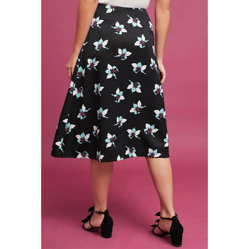 Anthropologie Maeve Zadie Floral Lace-Up Midi Skirt Sz 8 NWT Cottagecore Romanti - Picture 5 of 14